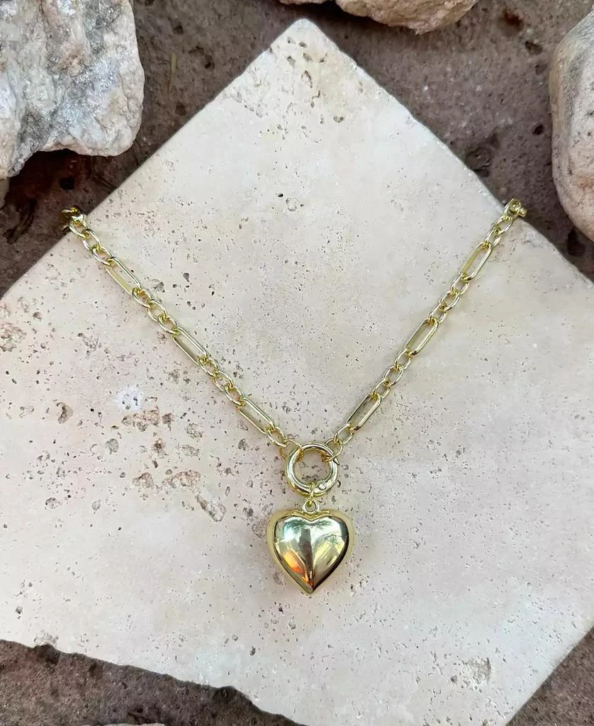 ADORNIA Gold Puffy Heart Link Necklace 3
