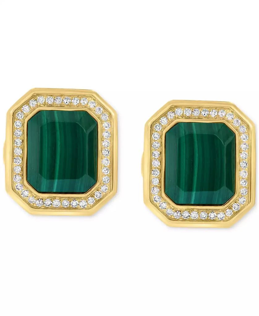 Effy EFFY® Men
s Malachite 
Diamond (3/8 ct. t.w.) Octagon Cufflinks in Gold-Plated Sterling Silver 3