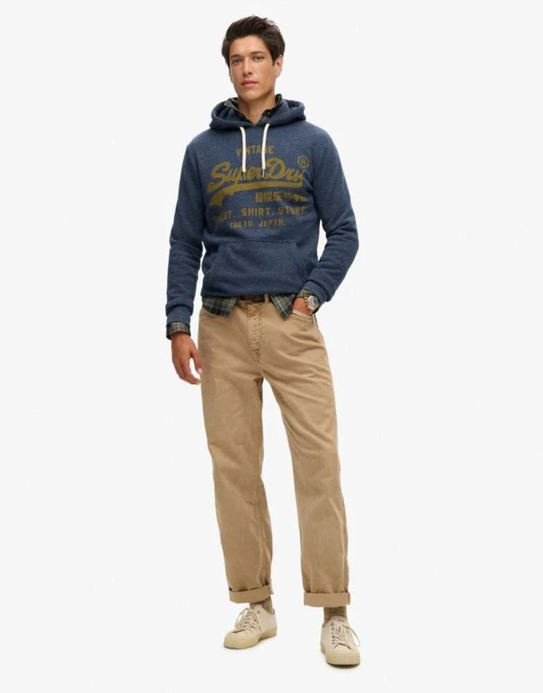 Superdry Superdry Classic vintage logo graphic hoodie in vintage navy marl 2