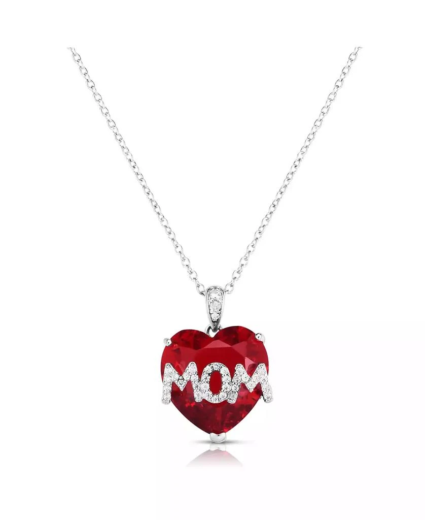 Macy's Simulated Ruby Mom Pendant In Silver Plate 1