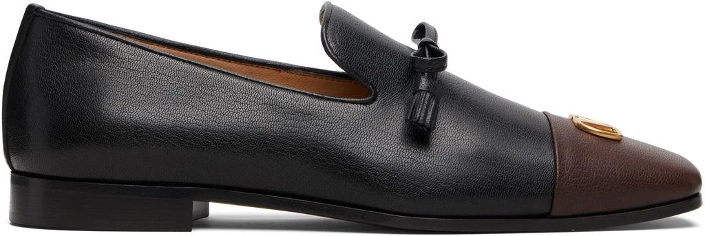 Valentino Black 
Brown Babouchoes Kidskin Loafers 1