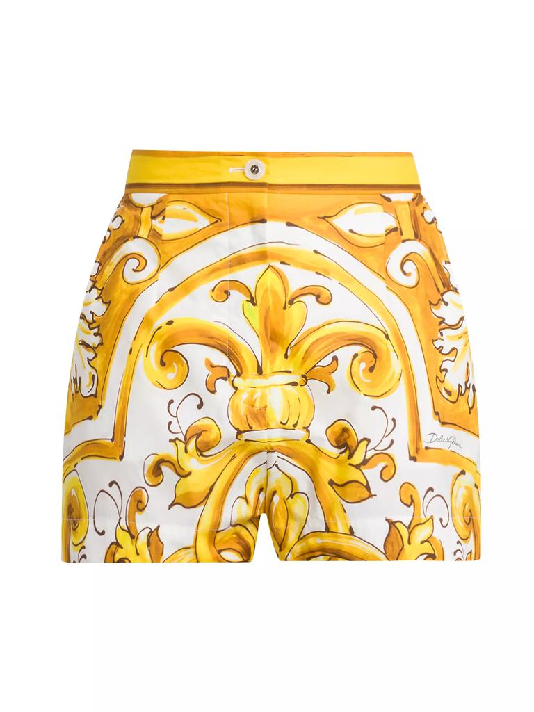 Dolce & Gabbana Maiolica Print Cotton Shorts - Pants - Free