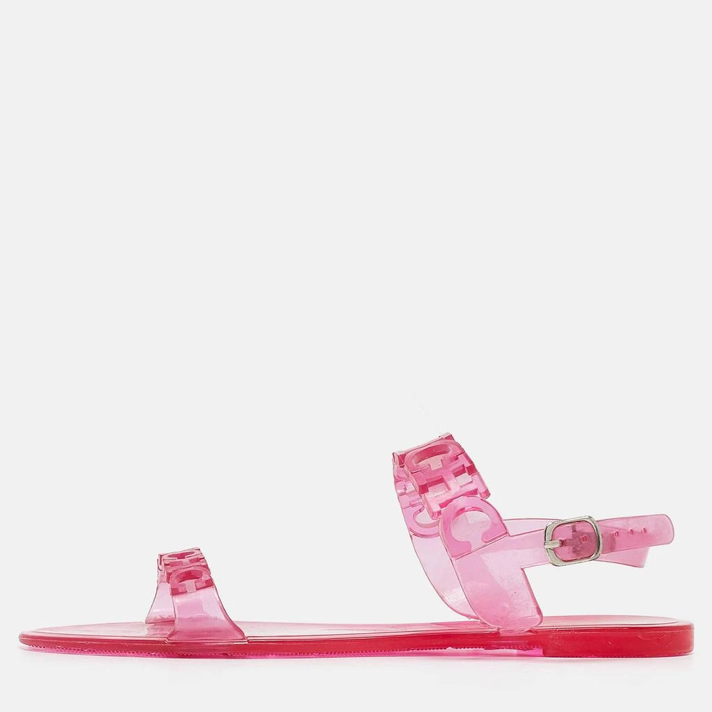 CH Carolina Herrera CH Carolina Herrera Pink Jelly Ankle Strap Flat Sandals Size 37 1