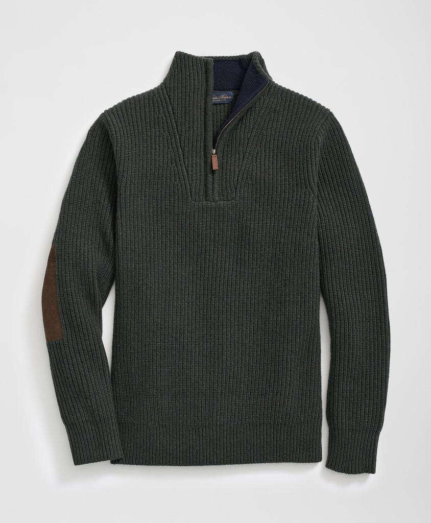 Brooks Brothers Military Elbow-Patch Half-Zip Sweater in Merino Wool-Cashmere