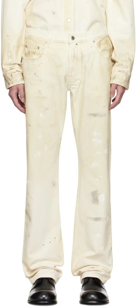 Helmut Lang Off-White Low-Rise Painted Jeans 1