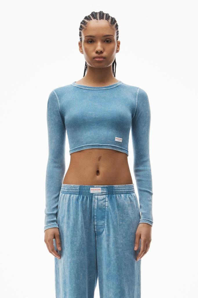 Alexander Wang cropped long-sleeve tee in ribbed cotton