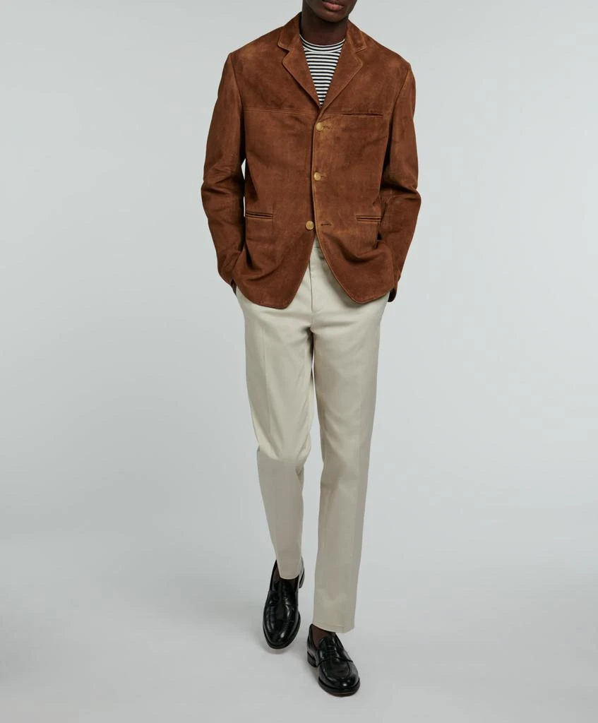 Fursac Fursac - Veste Blazer En Chèvre Velours Camel - Cognac 3