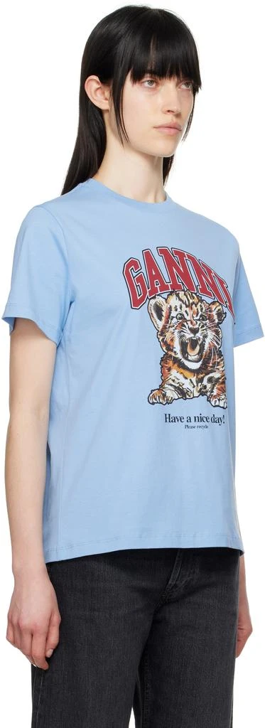 Ganni Blue Basic Jersey Tiger Relaxed T-shirt 2
