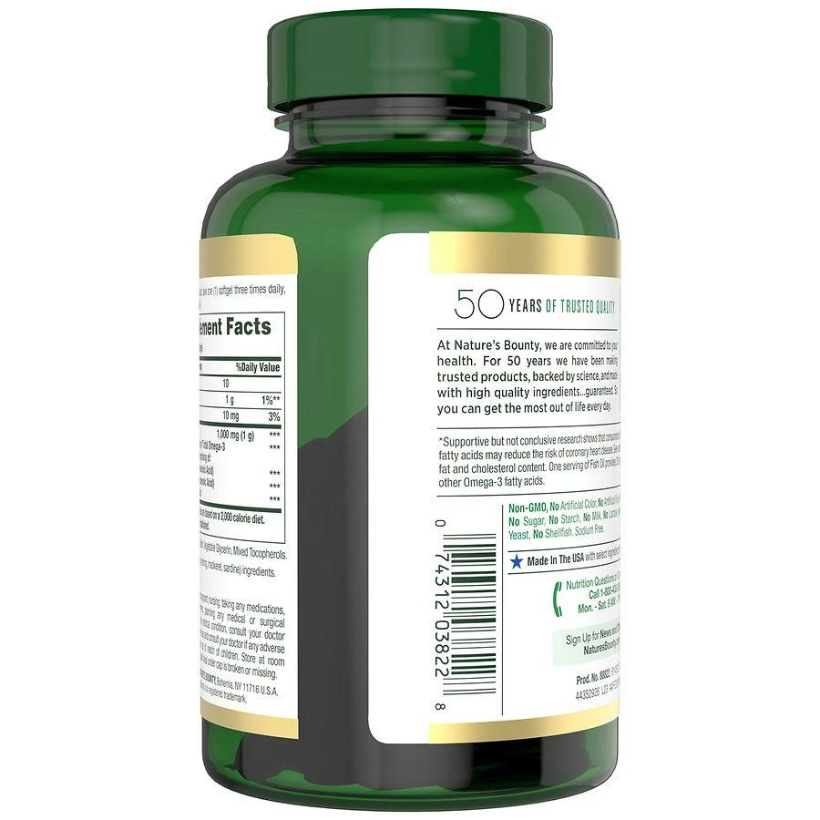 Nature's Bounty Fish Oil With Omega 3 Softgels, 1000 mg 3
