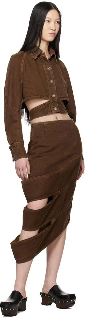 Eckhaus Latta Brown Ellipse Denim Midi Skirt 4