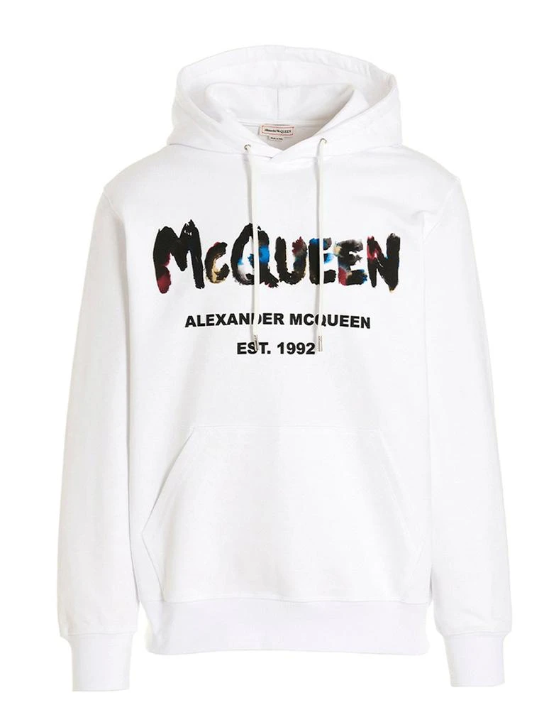 Alexander McQueen Alexander McQueen Graffiti Logo Printed Drawstring Hoodie 1