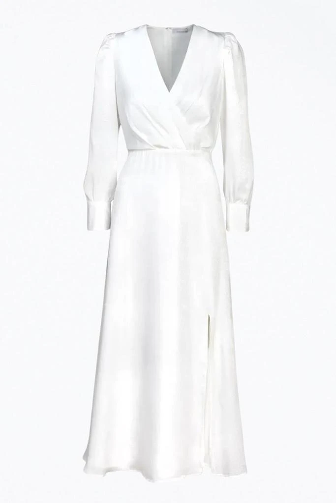 Adelyn Rae Brandy Wrap-Effect Sateen Maxi Dress In White 1