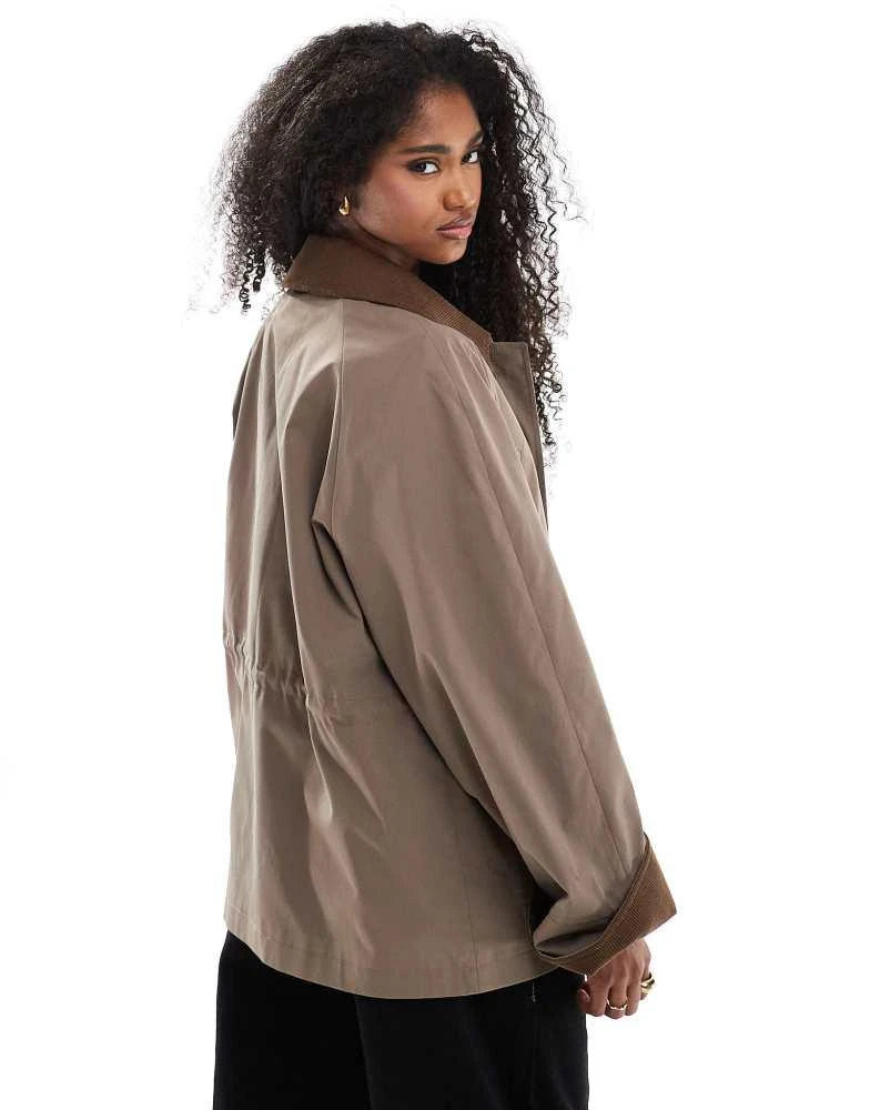 ONLY ONLY contrast detail barn jacket in brown 3