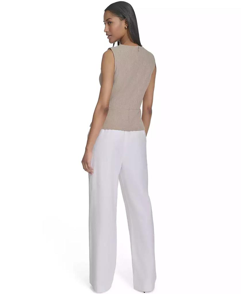 HALSTON Women's Sleeveless Side-Pleat Peplum Top