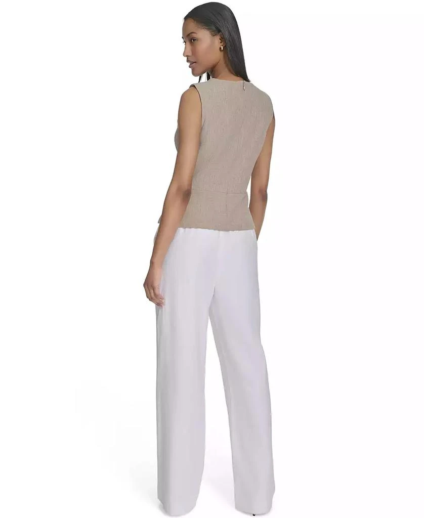 HALSTON Women's Sleeveless Side-Pleat Peplum Top 2