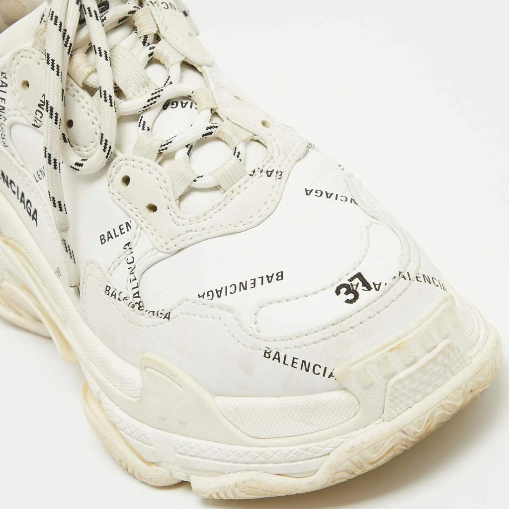 Balenciaga Balenciaga White Faux Leather Triple S Allover Logo Sneakers Size 37 9
