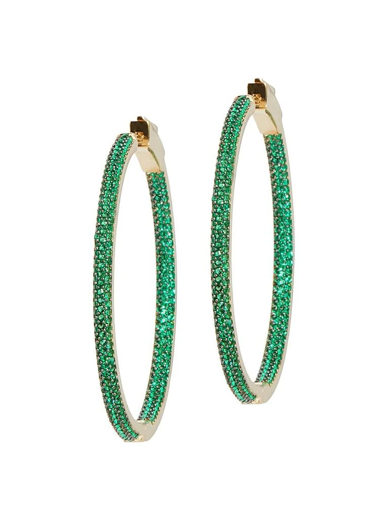 Nickho Rey Classic Hoops Slim Tire 14K Gold Vermeil 
Crystal Earrings