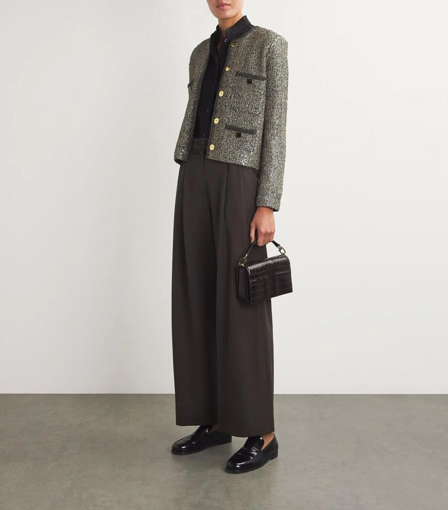 St. John Tweed Embellished Cropped Blazer 2