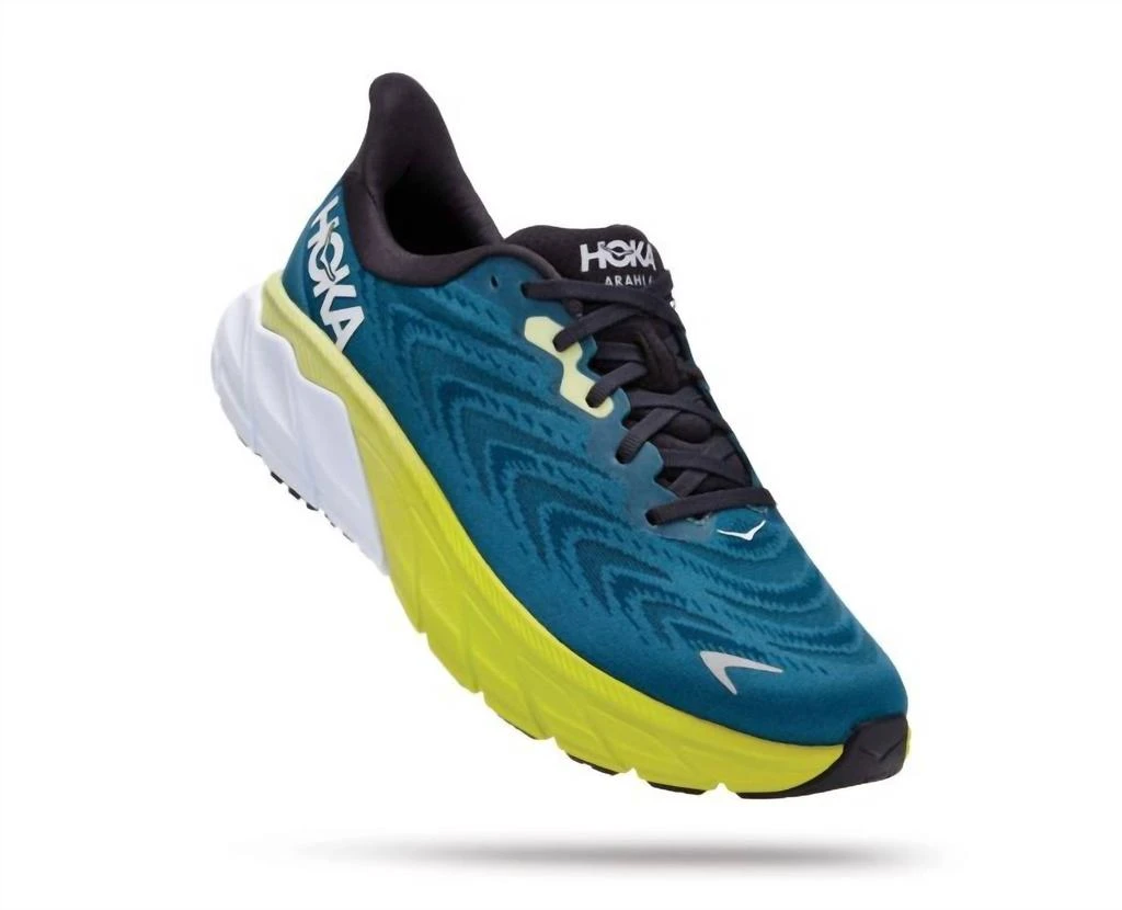 Hoka One One Men's Arahi 6 Wide Running Shoes In Blue Graphite/blue Coral