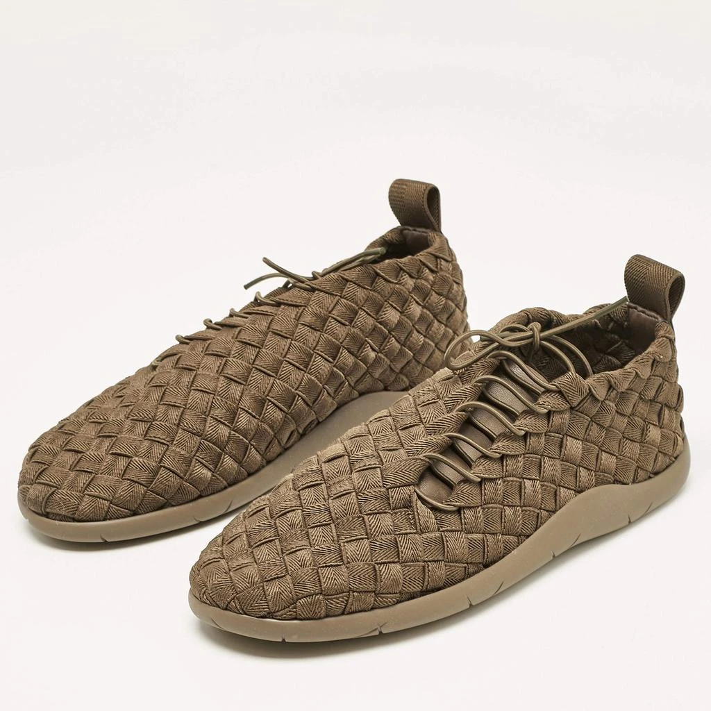 Bottega Veneta Bottega Veneta Olive Green Woven Fabric Elasticated Intrecciato Sneakers Size 41.5 2