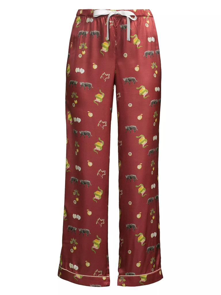 MORGAN LANE Chantal Printed Satin Drawstring Pants
