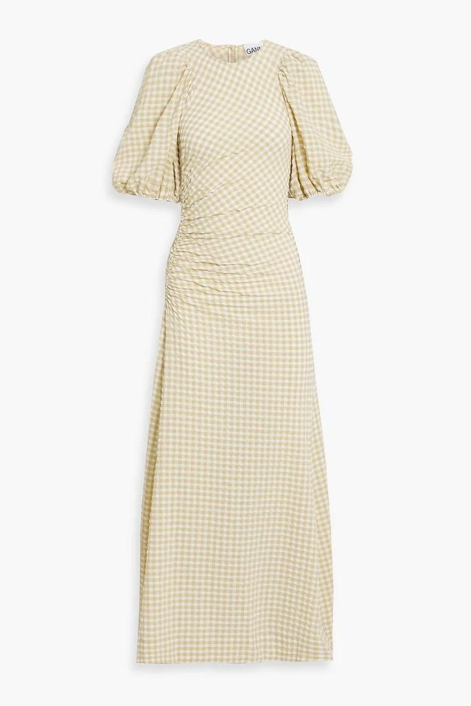 Ganni Ruched gingham seersucker maxi dress 1