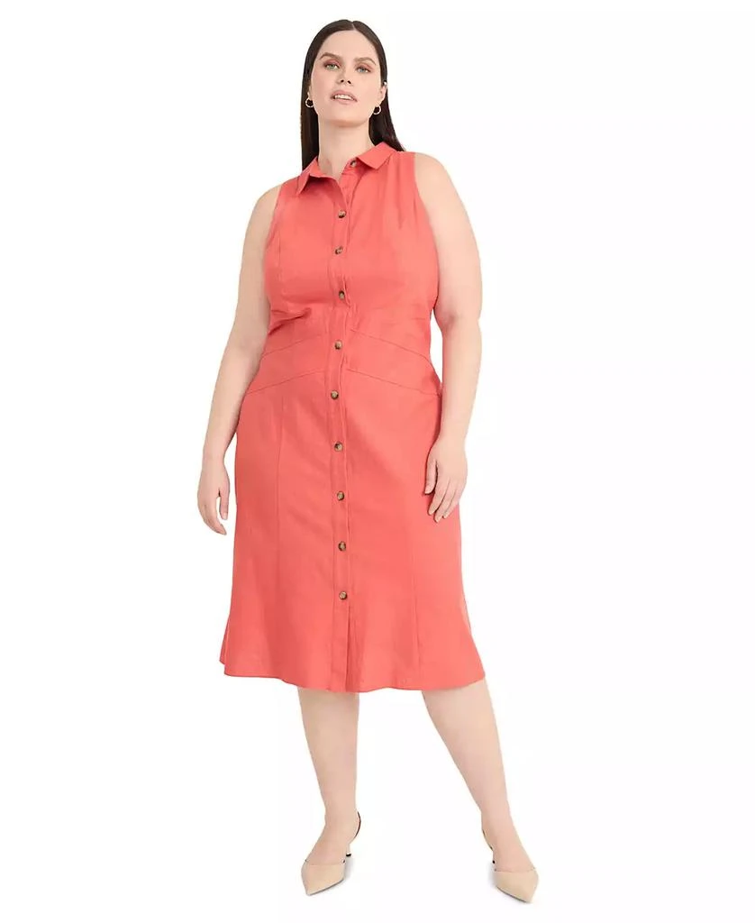 Maggy London Plus Size Linen-Blend Midi Shirtdress 1