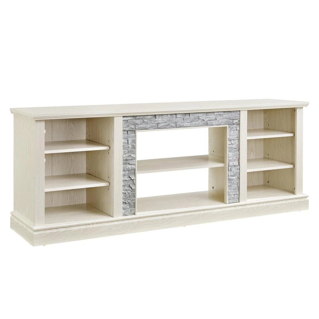 Streamdale Furniture Streamdale Large TV Desk Storage Rack with Faux Stacked Stone Surround, White, 70.12"W*15.35"D*25.83"H 6