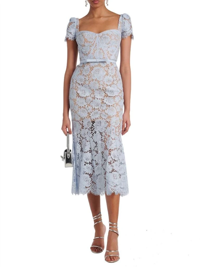 chinese dress ladies Self Portrait Blue Fine Lace Midi Dress – Positive Retail main image 0