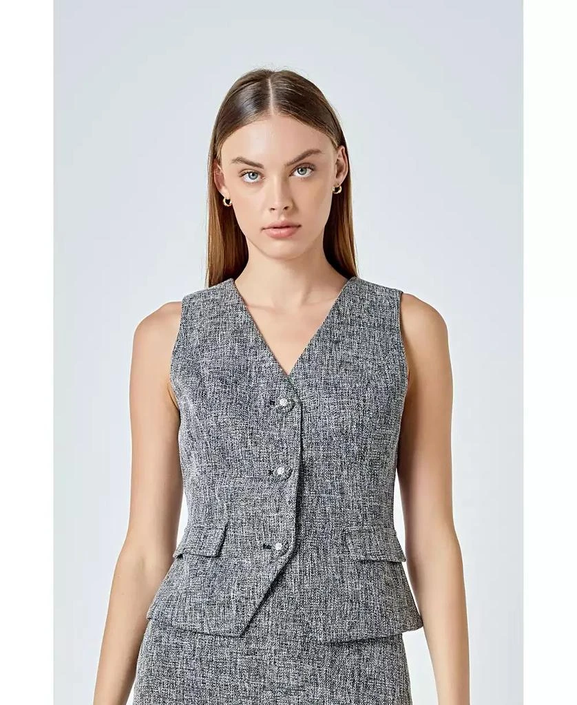 Endless Rose Women's Multi Tweed Buttoned Vest 3