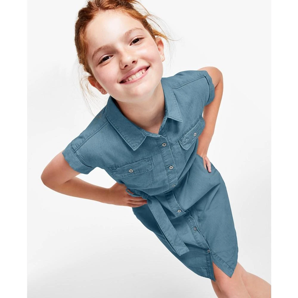 Calvin Klein Big Girls Chambray Shirtdress 5