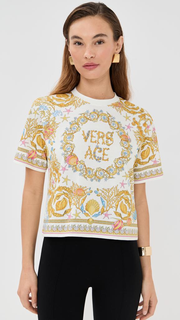VERSACE ハロックフリントクルネックTシャツ 76GAH611JS287 G03 ヴェルサーチェ VERSACE VERSACE JEANS COUTURE 半袖 Tシャツ