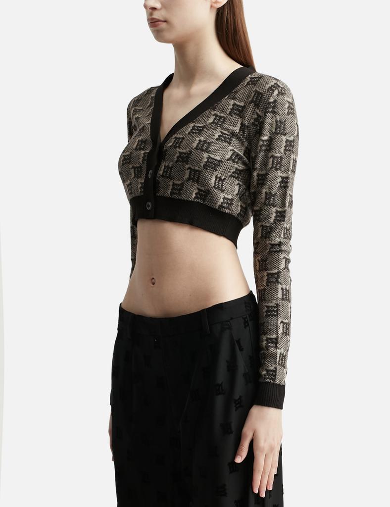 Misbhv Silk Wool Knitted Monogram Cropped Cardigan