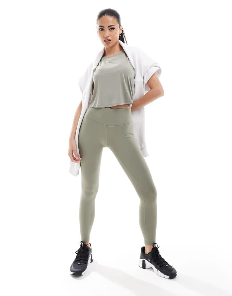 Nike One Training high-waisted 7/8 leggings in khaki – On Sale Now
