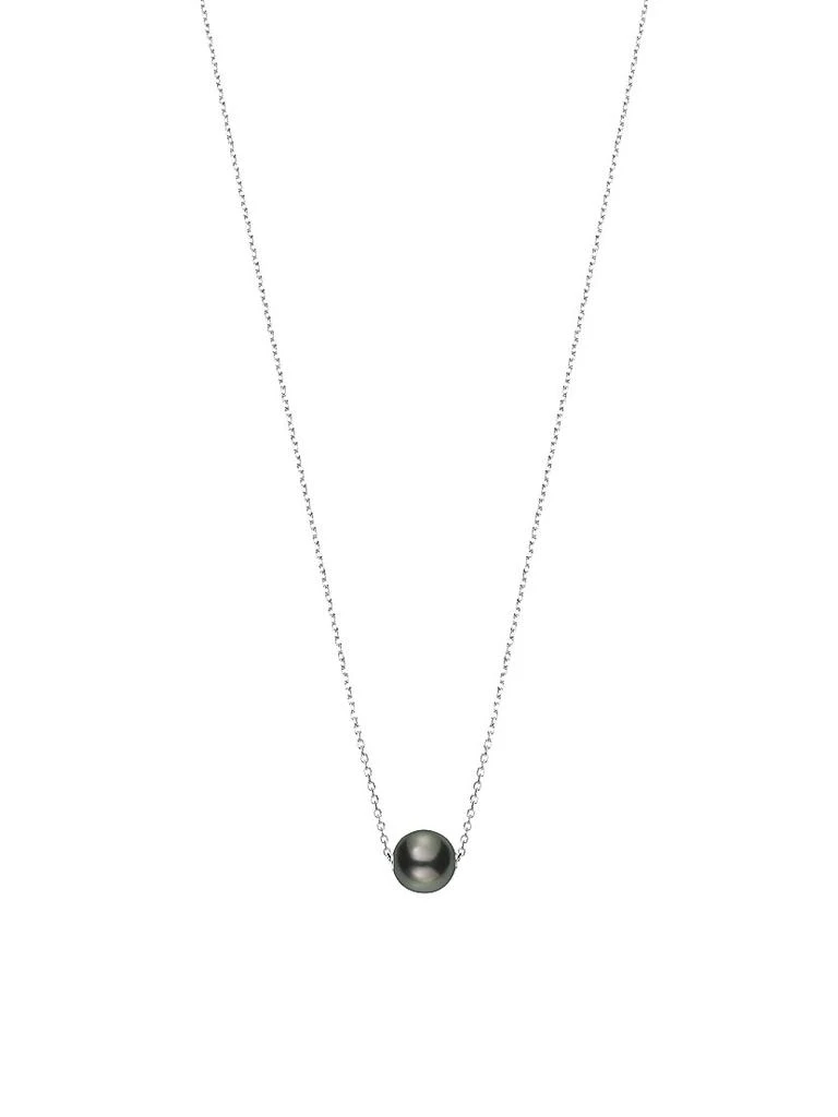Mikimoto 10MM Black Cultured Pearl & 18K White Gold Pendant Necklace 1