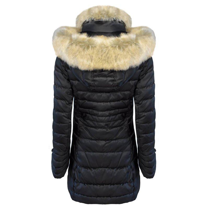 Laundry by Shelli Segal Women'S Quilted Faux Fur Hood Puffer Jacket Coat