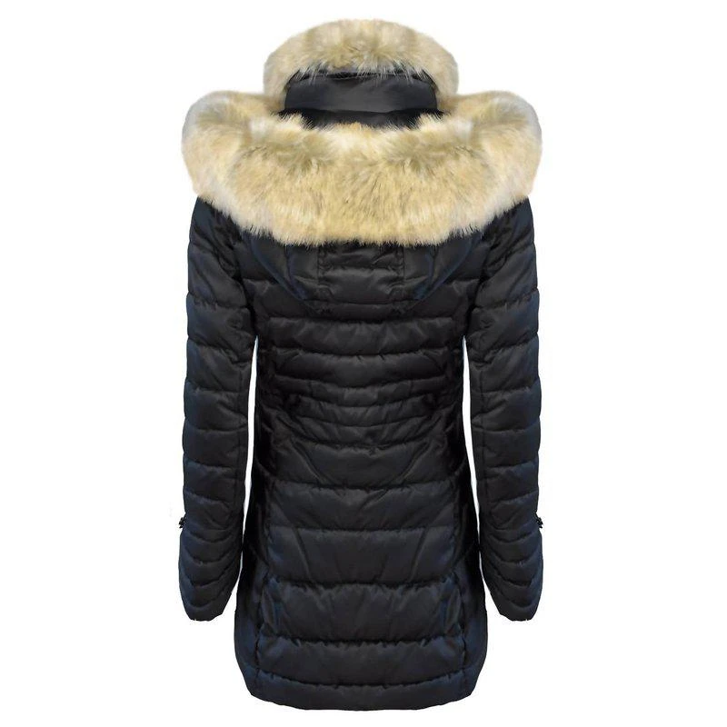 Laundry by Shelli Segal Women'S Quilted Faux Fur Hood Puffer Jacket Coat 2