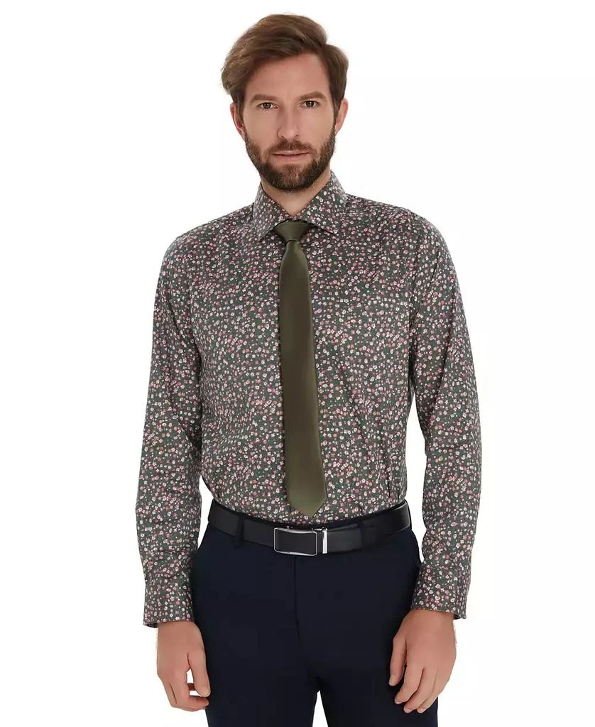Men's Front Floral Print Dress Shirt, Macy's Exclusive - Hunter - L Men's Front Floral Print Dress Shirt, Macy's Exclusive - Hunter - L