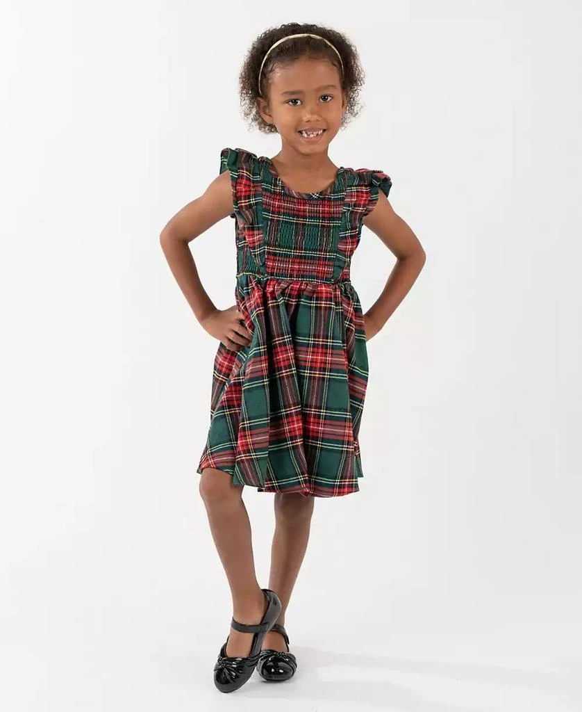 Rare Editions Girls 2T-6X Sleeveless Smocked Dress - Hunter Green/Red - Size 4T Rare Editions Girls 2T-6X Sleeveless Smocked Dress - Hunter Green/Red - Size 4T