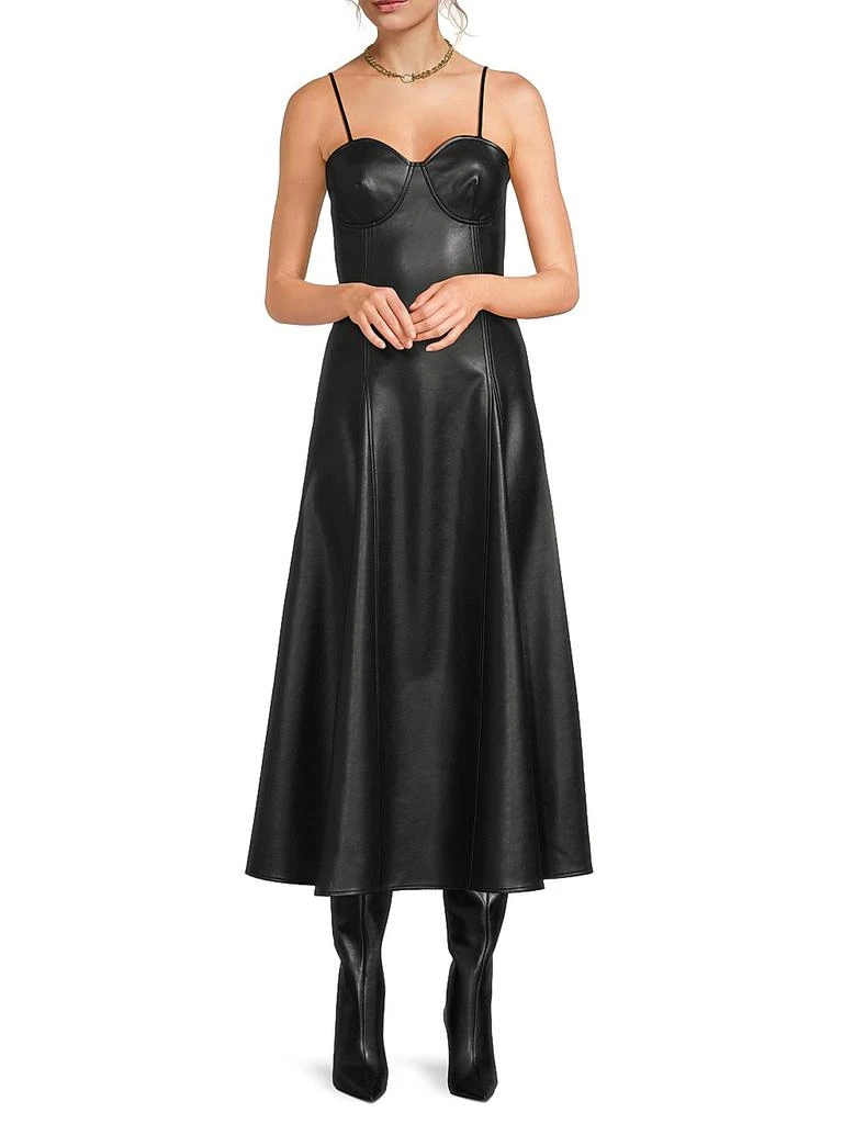 green emerald velvet dress End Of Discussion Caramel Brown Faux Leather Belted Maxi Dress main image 1