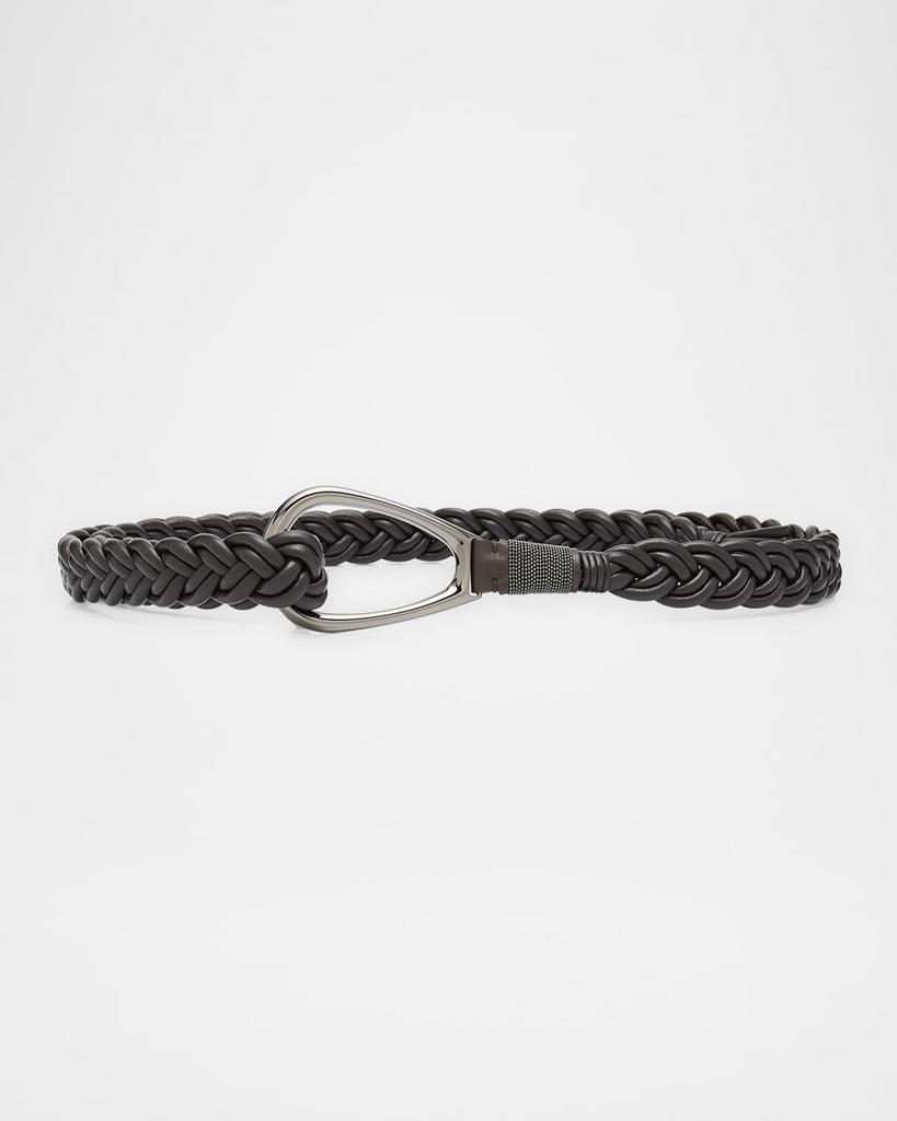 Brunello Cucinelli Braided Nappa Leather Belt with D-Ring