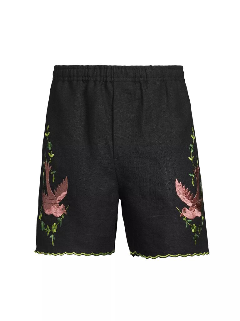 Bode The Crane Estate Rosefinch Linen Shorts