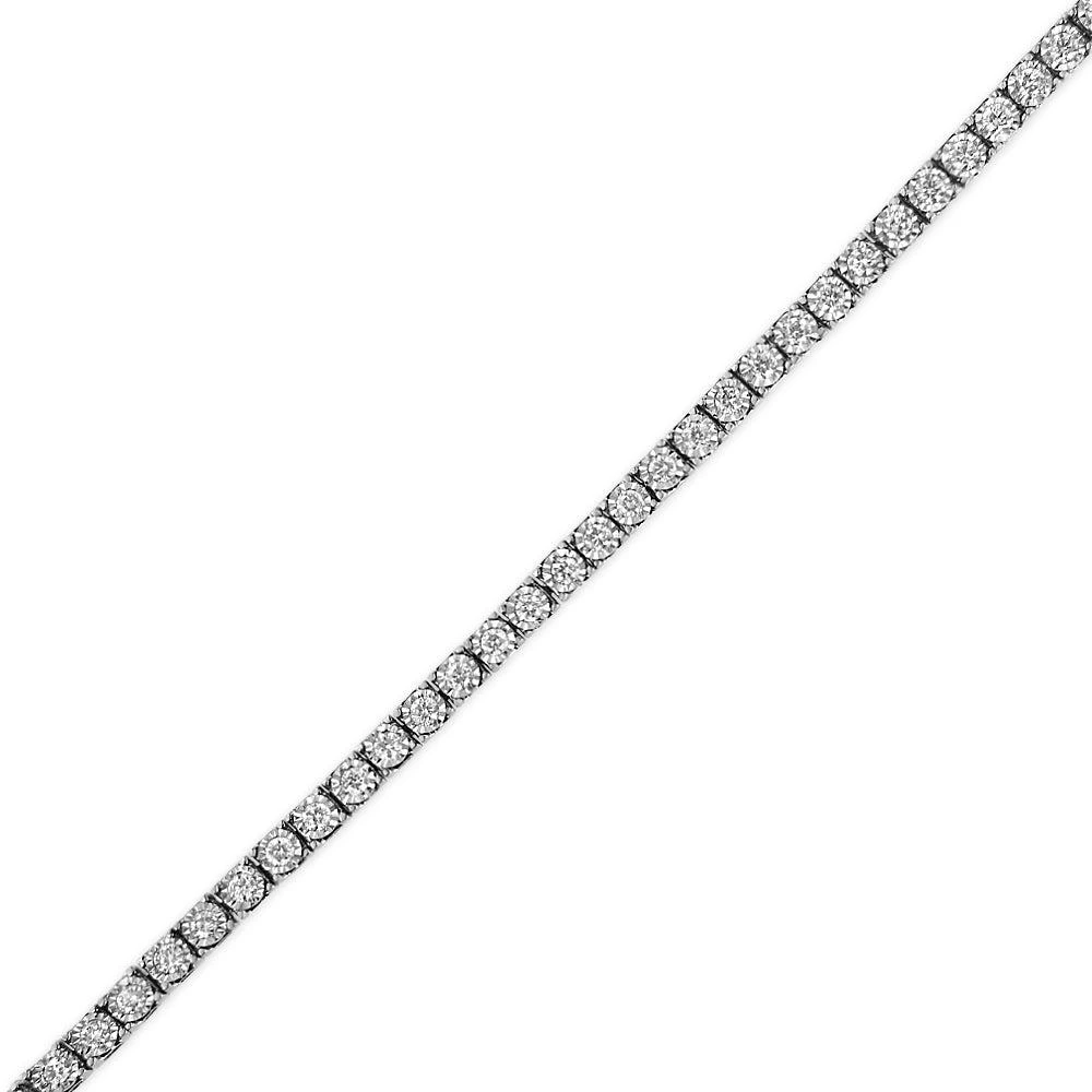 Haus of Brilliance 14K White Gold 1.0 Cttw Miracle Set Round-Cut Lab Grown Diamond Illusion Tennis Bracelet Size 7" 4