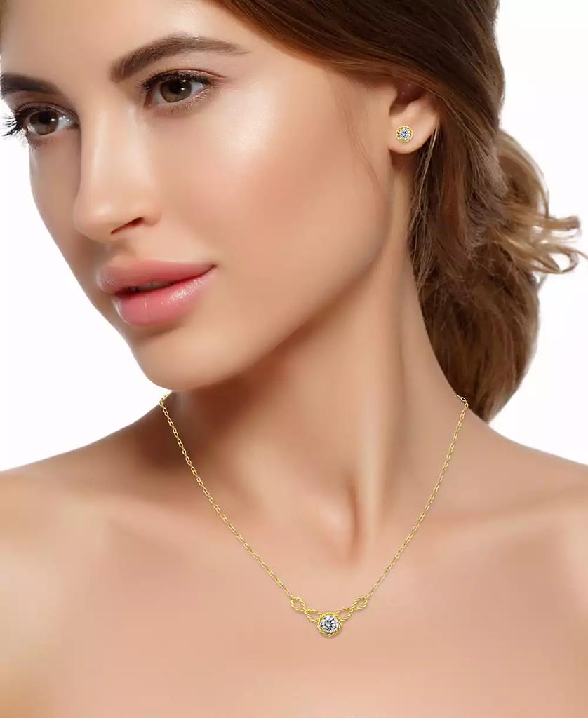 Giani Bernini 2-Pc. Set Cubic Zirconia (2-7/8 ct. t.w.) Infinity Rope Frontal Necklace & Round Rope Border Stud Earrings in 18k Gold Over Sterling Silver, 16" + 2" extender, Exclusively at Macy's