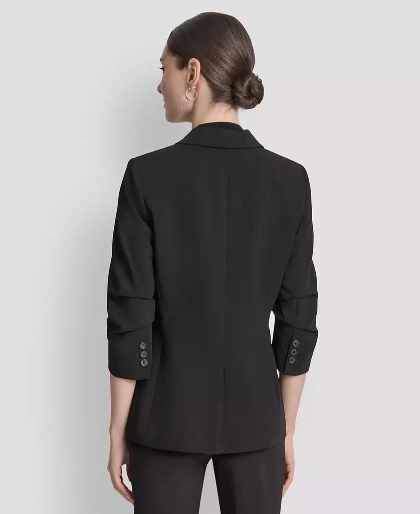 DKNY Women's Ruched-Sleeve One-Button Blazer 2
