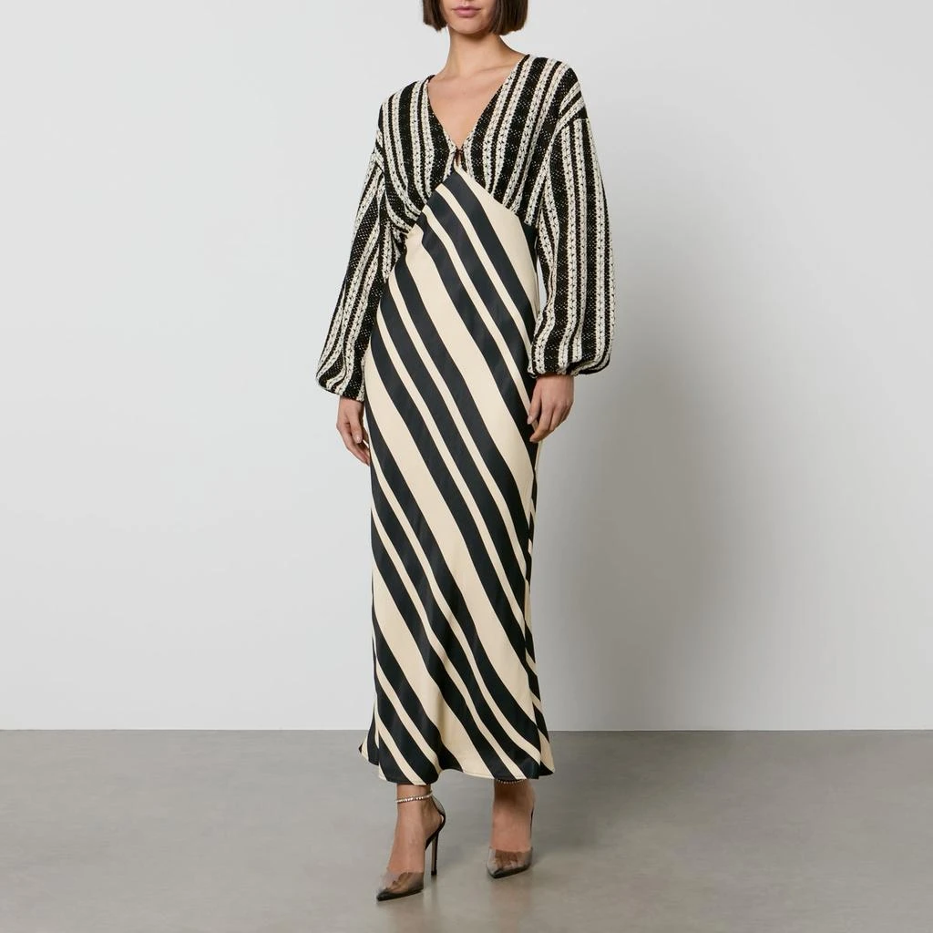 Never Fully Dressed Never Fully Dressed Emma Satin and Crotchet Maxi Dress 1