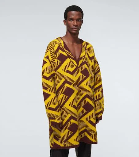 Prada V-neck jacquard wool sweater 3