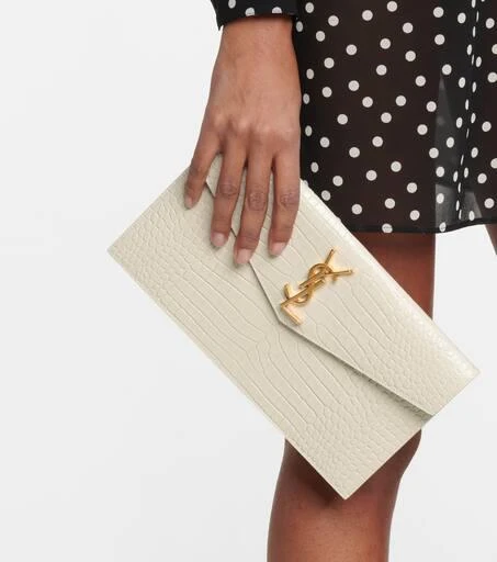Yves Saint Laurent Uptown croc-effect leather clutch 2