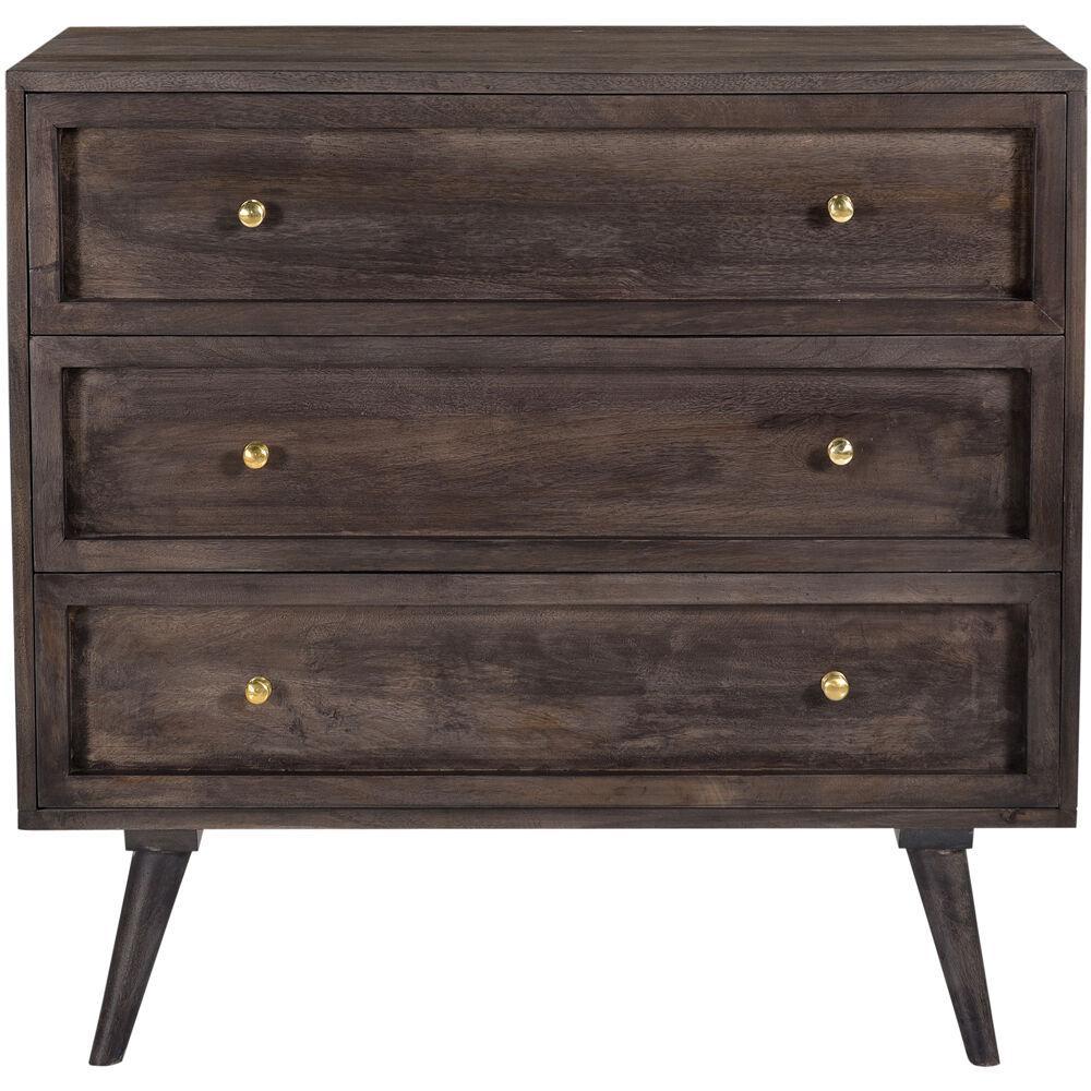 Cambridge Silversmiths Parkview Mango Wood 3-Drw Chest, Wood Front Drawers, 33.5"Wx18"Dx31.5"H