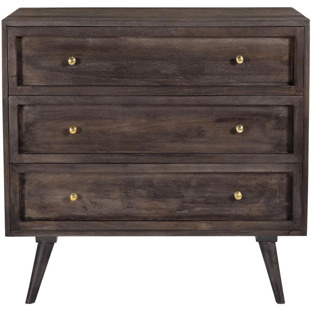 Cambridge Silversmiths Parkview Mango Wood 3-Drw Chest, Wood Front Drawers, 33.5"Wx18"Dx31.5"H 1